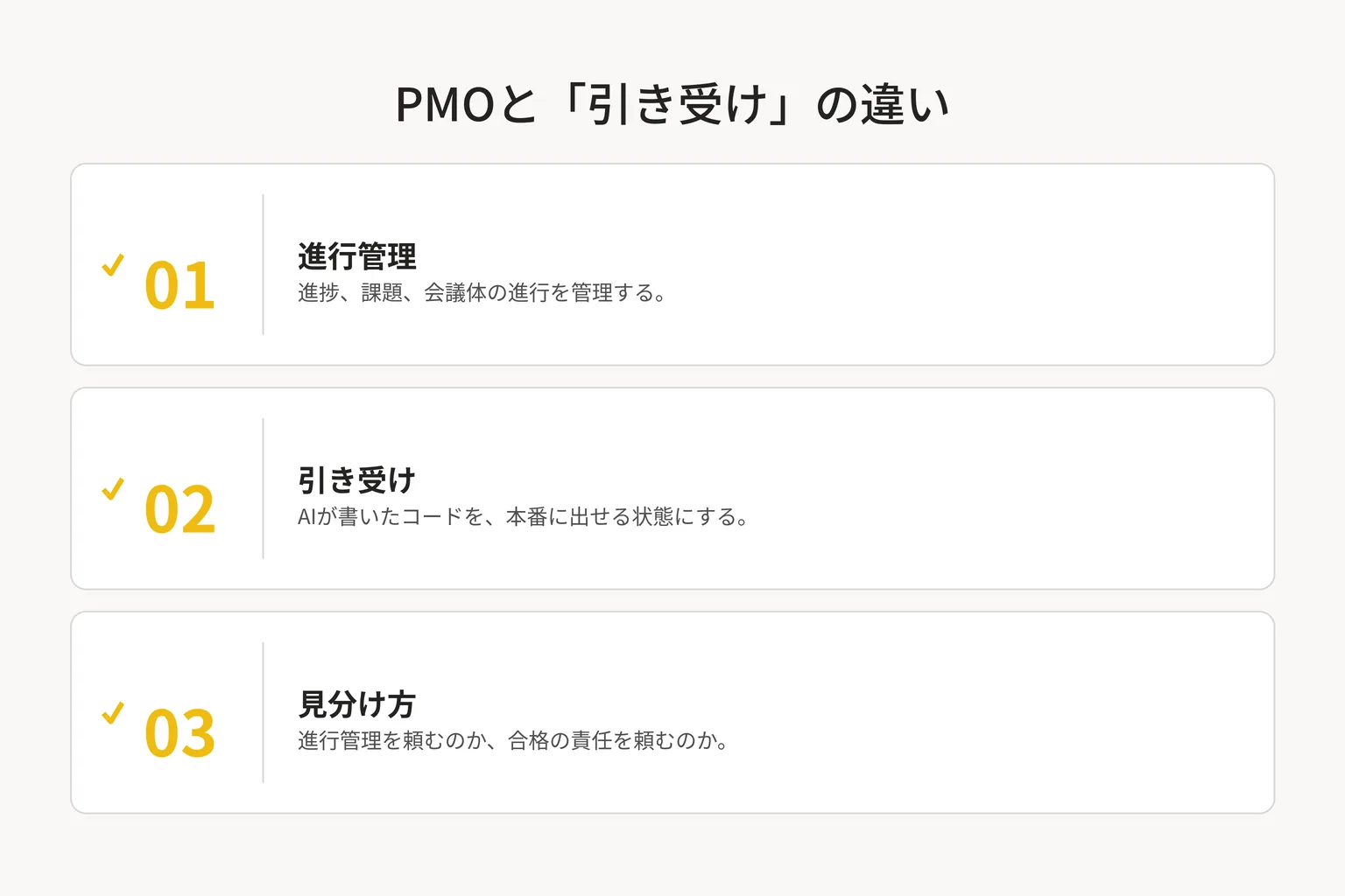 PMOと引き受けの違い。進行管理・引き受け・見分け方